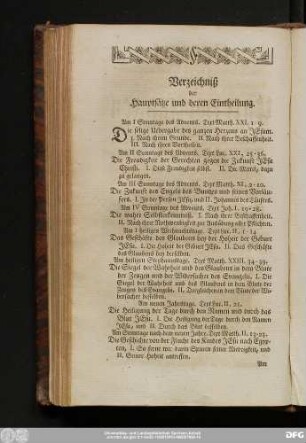 Verzeichniß der Hauptsätze und deren Eintheilung.