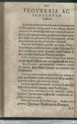 Proverbia Ac Sententiae Gallicae