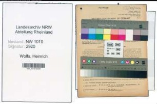 Entnazifizierung Heinrich Wolfs , geb. 19.09.1891 (Steuerhelfer)