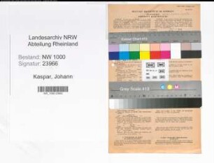 Entnazifizierung Johann Kaspar, geb. 15.02.1896 (Verm.Obersekretaer)