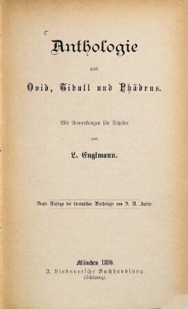 Anthologie aus Ovid, Tibull und Phädrus