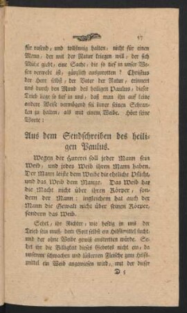 Aus dem Sendschreiben des heiligen Paulus.