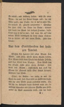 Aus dem Sendschreiben des heiligen Paulus.