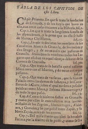 Tabla de los Capitulos de este Libro.