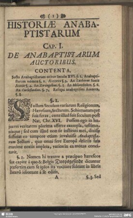Cap. I. De Anabaptistarum Auctoribus