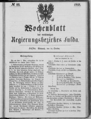 No. 83., Ausgabe vom 14. Oktober 1868