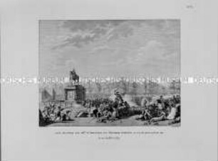 Das Volk von Paris trägt die Büsten des entlassenen Necker und des Herzogs von Orleans auf den Platz Louis XV. am 12. Juli 1789 (Straßenschlacht) - Nr. 6 Tabl. hist.