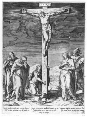 Christus am Kreuz : Cort, Cornelis (1533-1578), Clovio, Giulio (1498-1578), Lafreri, Antonio (1512-1577). Christus am Kreuz. Kupferstich; 34,9 x 25,7 cm, 1568. Dresden: Kupferstich-Kabinett A 31736 in A 1076,2. Leblanc 73