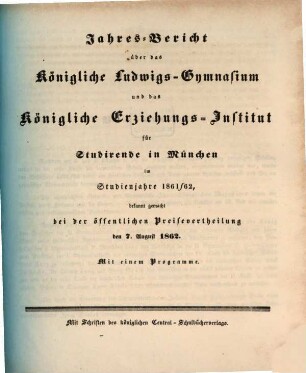 Jahresbericht .... 1861/62