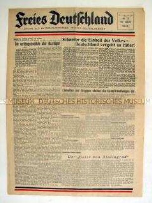 Wochenzeitung des NKFD "Freies Deutschland" überwiegend zum Kriegsverlauf an der Ostfront