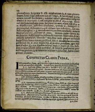 Conspectus Classis Primæ.