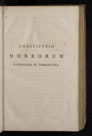 Constitutio Morborum Pathologica Et Therapeutica.