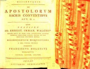 Diss. de apostolorum sacris conventibus, Act. II. 1.