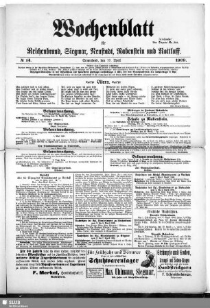 Wochenblatt für Reichenbrand, Siegmar, Neustadt, Rabenstein und Rottluff