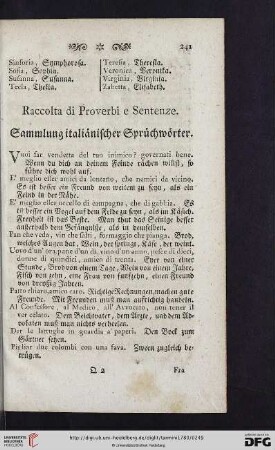 Raccolta di Proverbi e Sentenze. Sammlung italiaenischer Spruechwoerter