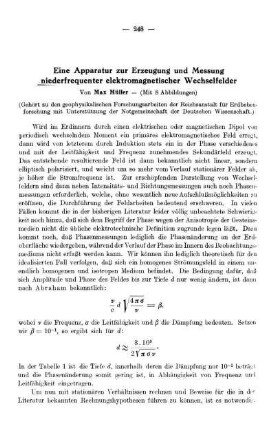 Eine Apparatur zur Erzeugung und Messung niederfrequenter elektromagnetischer Wechselfelder