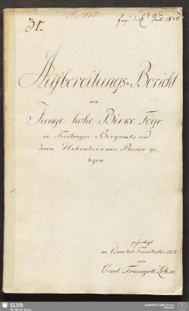 Aufbereitungs-Bericht von Junge hohe Birke Fdgr. in Freiberger Bergamts und deren Hohenbirkner Revier gelegen - 18.6788 4.