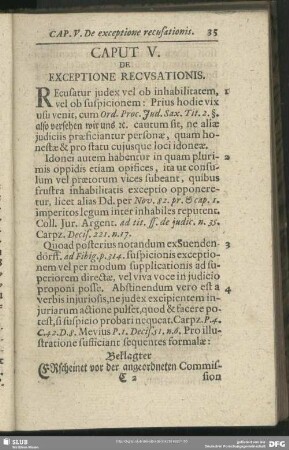 Caput V. De Exceptione Recusationis