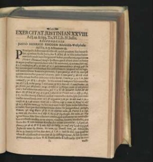 Exercitat. Iustinian. XXVIII. Respondente Iusto Henrico Rhoden ...