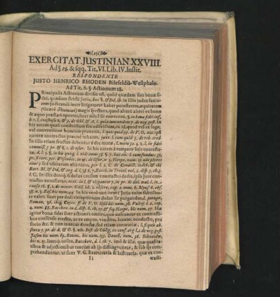 Exercitat. Iustinian. XXVIII. Respondente Iusto Henrico Rhoden ...