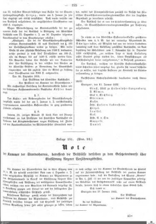 Beilagen zu Protokoll, 92. Sitzung