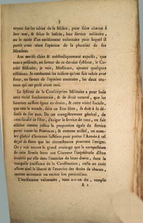 Opinion sur le mode de recrutement pour l'armée