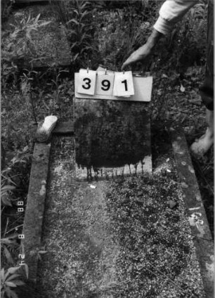 Grabstein 391 (Index: 100095428) Maße HxBxT: 22x36x24 cm: Grabstein 391