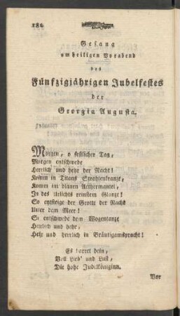 Gesang am heiligen Vorabend des Fünfzigjährigen Jubelfestes der Georgia Augusta