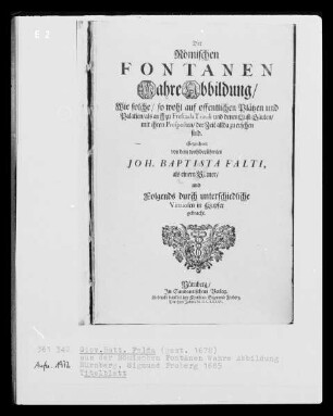 Aus der Römischen Fontänen Wahre Abbildung: Titelblatt