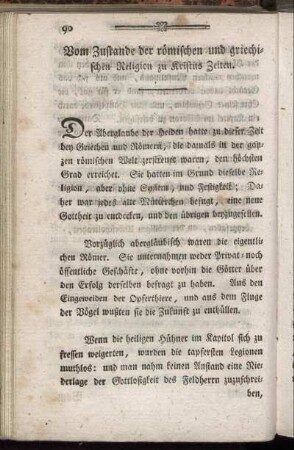 Vom Zustande der römischen und griechischen Religion zu Kristus Zeiten.
