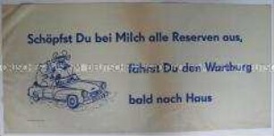 Maueranschlag mit Losung zur Steigerung der Milchproduktion