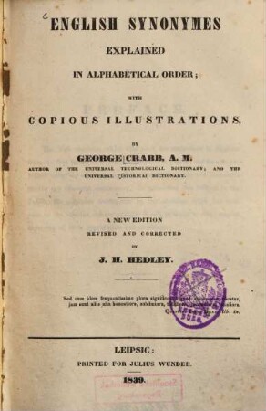 English synonymes : explained in alphabetical order ; with copious illustrations