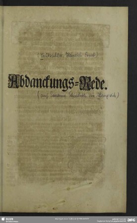 Abdanckungs-Rede