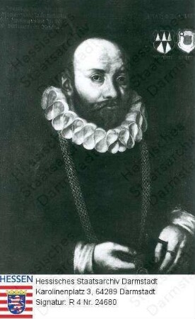 Wambolt, Philipp III. Freiherr v. (1545-1601) / Porträt, Brustbild, mit Allianzwappen