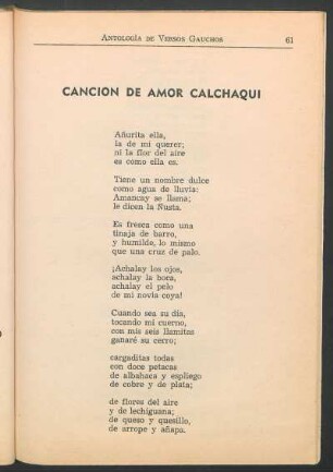 Canción de amor Calchaquí