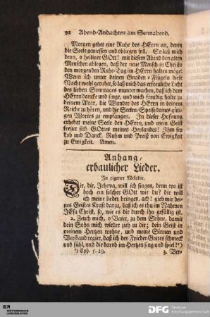 Anhang, erbaulicher Lieder.