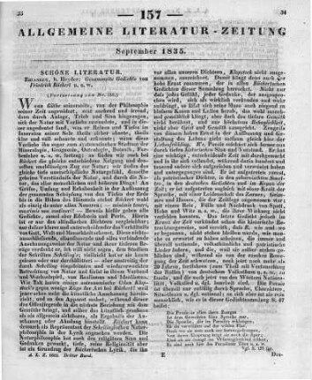 Rückert, F.: Gesammelte Gedichte. Erlangen: Heyder 1834 (Fortsetzung von Nr. 156.)