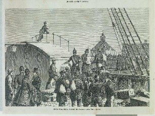 Ankunft des Korsör-Dampfschiffes in Aarhus während des Waffenstillstands (1864)