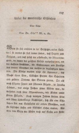 Ueber die maurerische Schönheit. Eine Rede