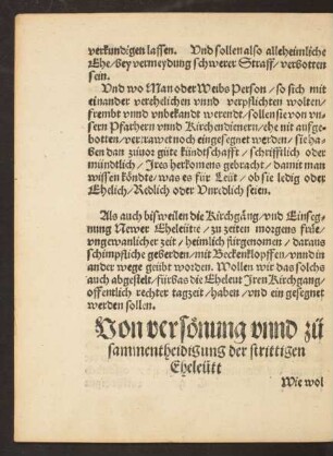Von versönung unnd zü sammentheidigung der strittigen Eheleütt