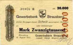 Gewerbebank Strausberg: 20.000 Mark 1923