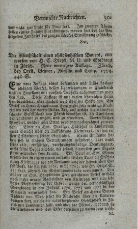 Die Wirthschaft eines philosophischen Bauers. 2.verm.Aufl.