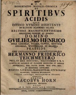 Diss. med. chim. de spiritibus acidis