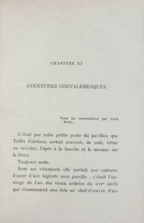 Chapitre XI. Aventures chavaleresques