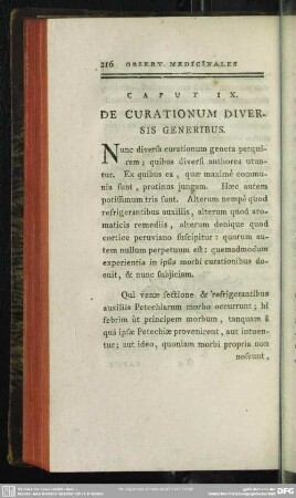 Caput IX. De Curationum Diversis Generibus