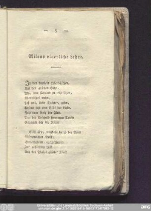 Milons väterliche Lehre.