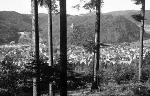 Waldkirch: Blick auf Waldkirch; tiefer, durch den Wald