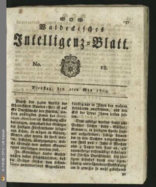 No. 18. Dienstag, den 2ten May 1809