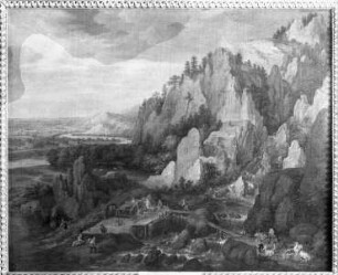 Felsenlandschaft mit Bergwerk