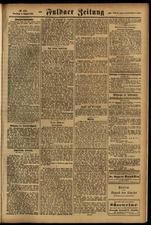 Zweite Ausgabe vom Samstag, den 06. August 1921.